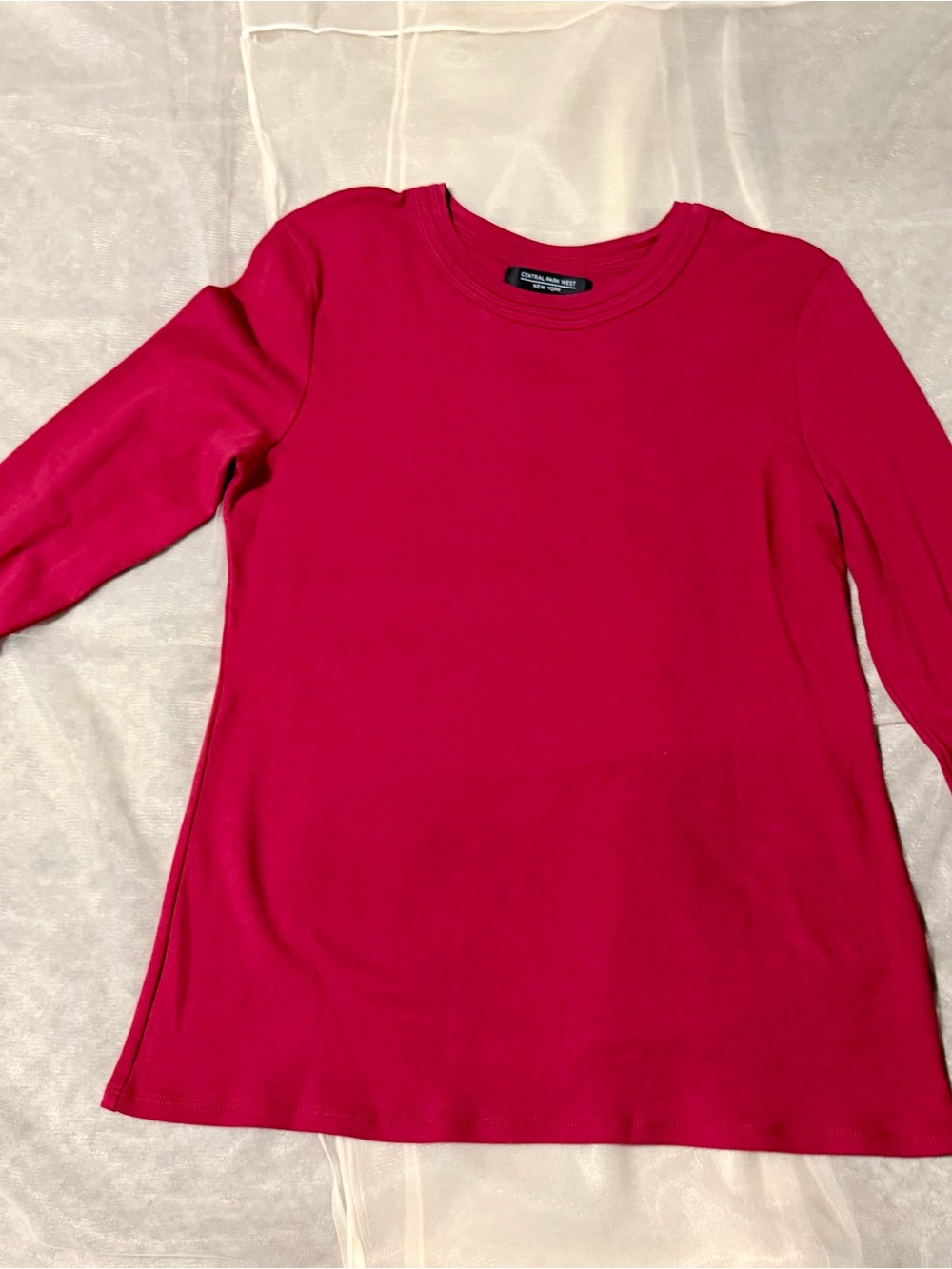 Central Park West Long Sleeve Crewneck Top in Red